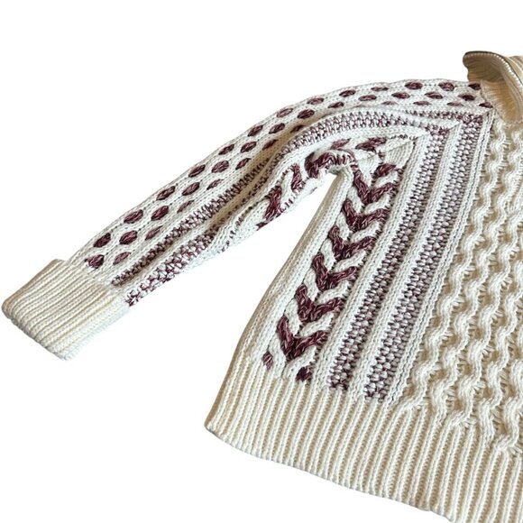 Cozy White and Brown Women's Sweater - Picture 5 of 12
